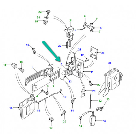 FQP000080 - Piece de jonction de mecanisme de serrure avant droite