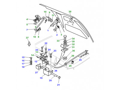 Ressort de rappel verrou capot Discovery