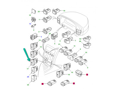 interrupteur cmmde gl. porte-sple Freelander 1