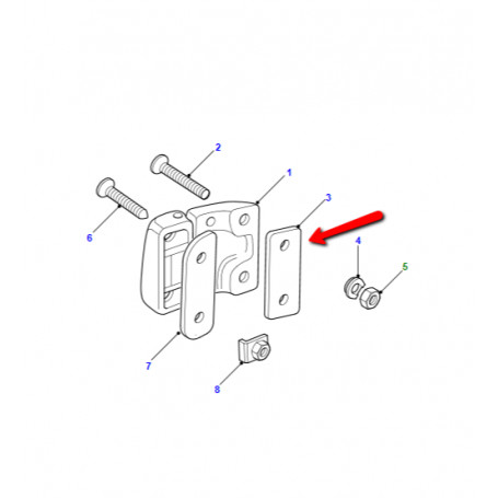 ecrou prisonnier pour vis charnière - m8 - defender - oem