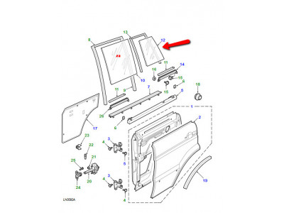 Vitre laterale fixe porte arriere gauche