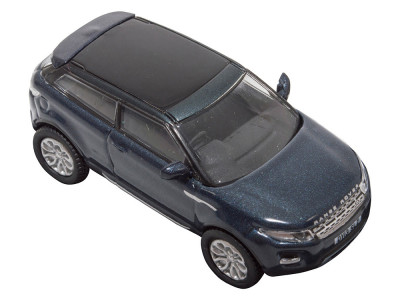 Die-cast 1:76 scale model range rover evoque baltic blue